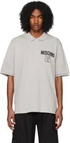 Moschino Gray Double Smiley Polo In A1486 Fantasy Print