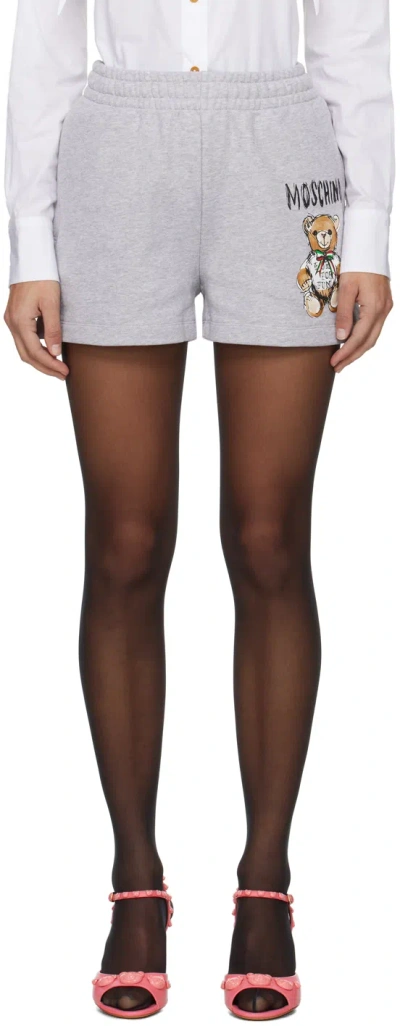 Moschino Gray Printed Shorts In V1485 Fantasy Grey