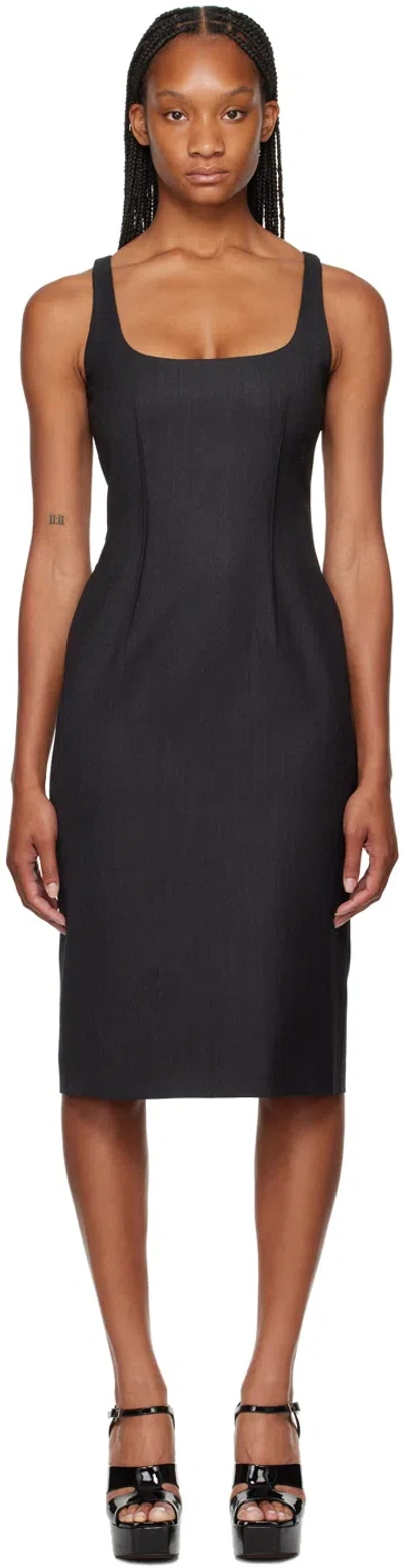 Moschino Gray Scoop Neck Midi Dress In 0516 Grey