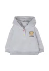 Moschino Gray Sweatshirt For Babykids With Teddy Bear And Logo In Gray