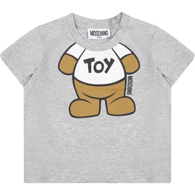 Moschino Gray T-shirt For Babies With Teddy Bear In Grey