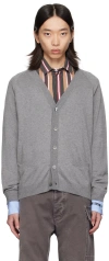 Moschino Gray Upside Down Logo Cardigan In Grey