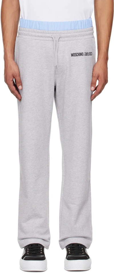 MOSCHINO GRAY UPSIDE DOWN LOGO SWEATPANTS