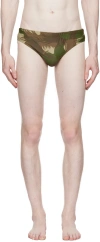 Moschino Green Camouflage Swim Briefs In A1427 Fantasy Print