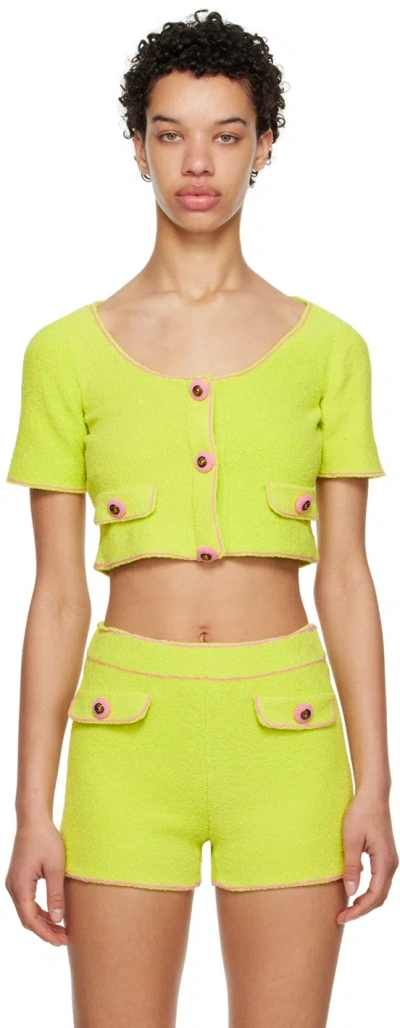 Moschino Green Flap Pocket Cardigan In A1454 Fantasy Print