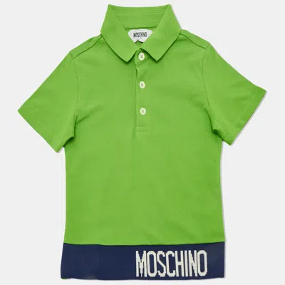Pre-owned Moschino Green Logo Intarsia Cotton Polo T-shirt 4 Yrs