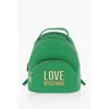 Moschino Love Solid Color Faux Leather Backpack With Golden Logo