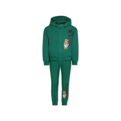 Moschino Green Suit For Kids With Teddy Bears