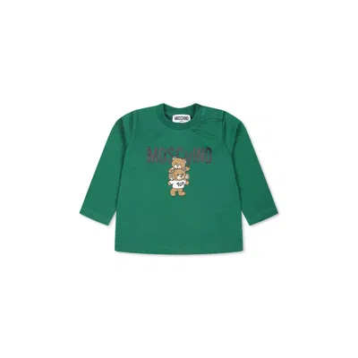 Moschino Green T-shirt For Babykids With Teddy Bear