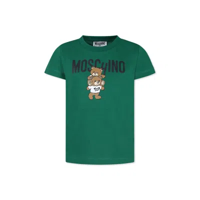 Moschino Green T-shirt For Kids With Two Teddy Bears