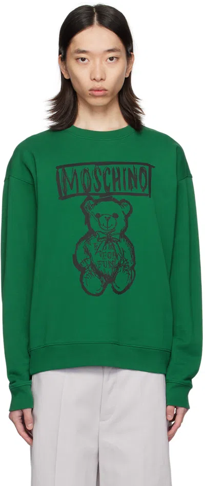 Moschino Green Teddy Bear Sweatshirt In Multi Green