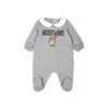 Moschino Grey Babygrow For Babykids With Two Teddy Bears In Grey
