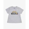 Moschino Grey Bear And Logo-print Cotton-jersey T-shirt 3 Months-3 Years In Grey
