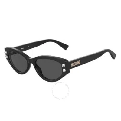 Moschino Grey Cat Eye Ladies Sunglasses Mos109/s 0807/ir 55 In Black / Grey