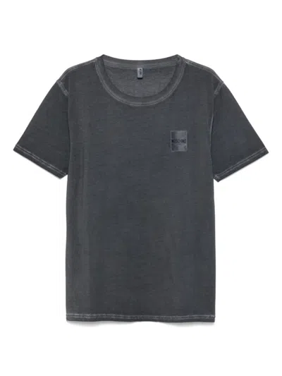 Moschino Grey Crewneck Logo Patch T-shirt