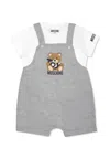Moschino Grey Dungarees For Baby Boy With Teddy Bear