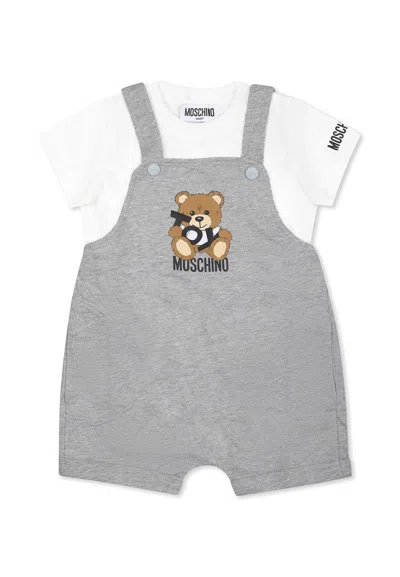 Moschino Kids' Grey Dungarees For Baby Boy With Teddy Bear