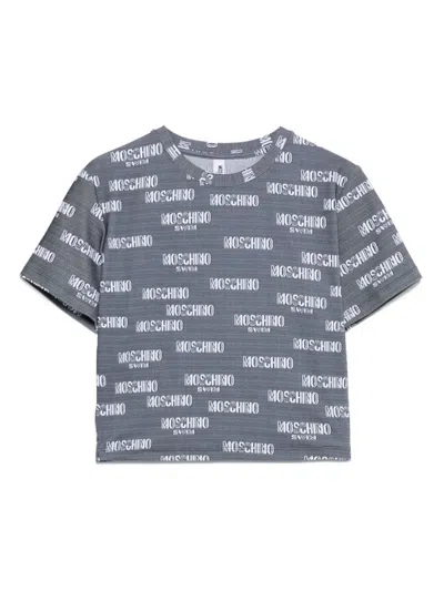 MOSCHINO GREY LOGO-LETTERING T-SHIRT