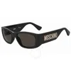 Moschino Grey Oval Ladies Sunglasses Mos145/s 0807/ir 55 In Black