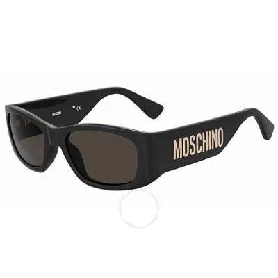Moschino Grey Oval Ladies Sunglasses Mos145/s 0807/ir 55 In Black
