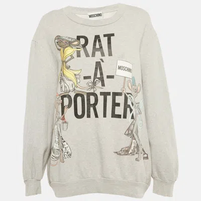 Pre-owned Moschino Grey Rat-a-porter Print Cotton Sweatshirt M In Gray