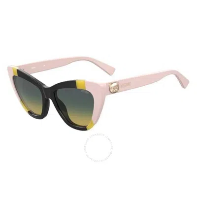 Moschino Grey Shaded Green Cat Eye Ladies Sunglasses Mos122/s 071c/je 53 In Multi