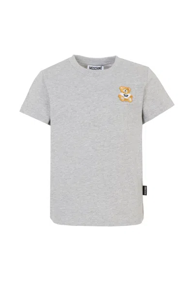 Moschino Grey T-shirt For Kids With Teddy Bear In Gray