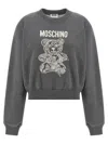 Moschino Ribbed Knitwear With Crew Neck And Graphic Print In Gray