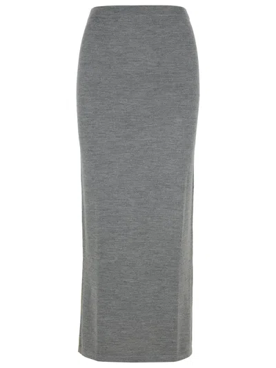 Moschino Knitted Virgin Wool Pencil Skirt In Multi