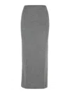 Moschino Knitted Virgin Wool Pencil Skirt In Grey
