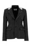 Moschino Embroidered Wool Canvas Jacket With Notch Lapel In Black