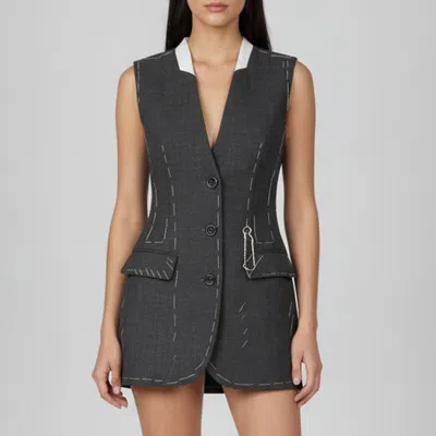 Pre-owned Moschino Grey Wool De-constructed Sleeveless Vest S