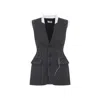 Moschino Sleeveless Wool Vest Tailored Stitching In Blue