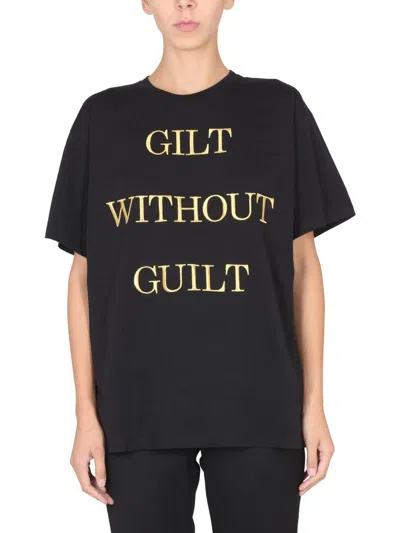 Moschino Gilt Without Guilt Cotton Jersey T-shirt In Black