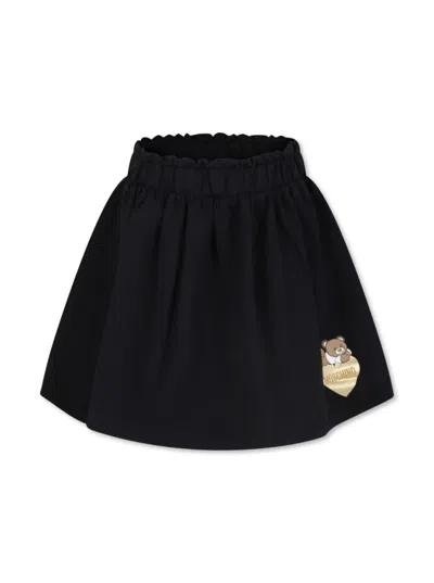 Moschino Kids' Logo-print Jersey Skirt In Black