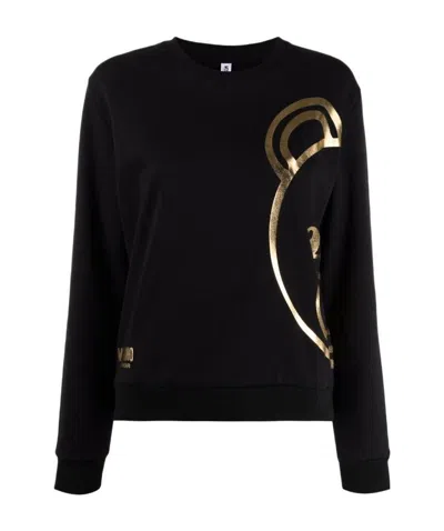 Moschino Half Bear Pattern Sweater In Black