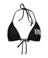 Moschino Barcode-print Triangle Bikini Top In Black