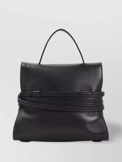 Moschino Handbag Leather Detachable Belt In Black