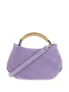Moschino Handle-me Curved Suede Tote Bag In Purple