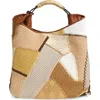 Moschino Handle Me Interwovened Top Handle Bag In Beige