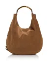 Moschino Handle Me Large Suede Shoulder Bag In Brown