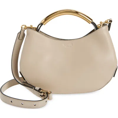Moschino Handle Me Leather Crossbody Bag In Brown