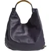 Moschino Handle Me Leather Hobo Bag In Violet