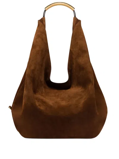 Moschino Handle Me Leather Shoulder Bag In Brown
