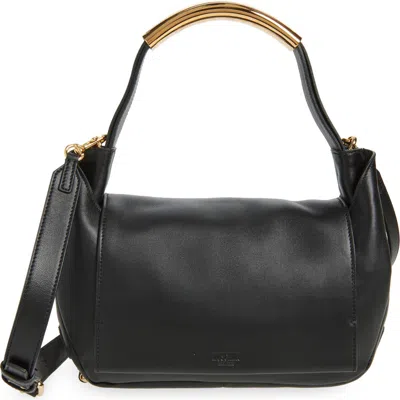 Moschino Handle Me Leather Shoulder Bag In Black
