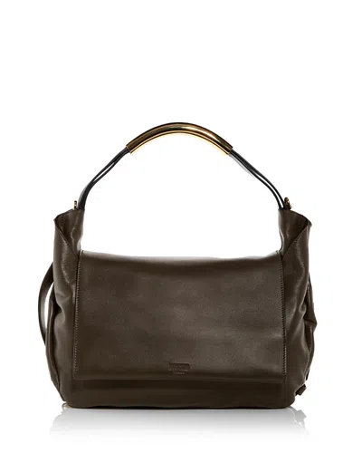 Moschino Handle Me Leather Top Handle Bag In Green