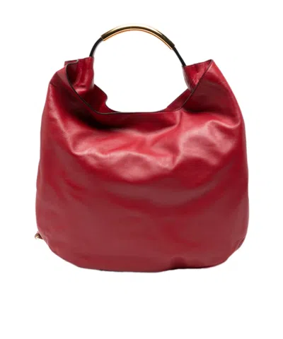 Moschino Handle Me Logo-plaque Leather Tote Bag In Red
