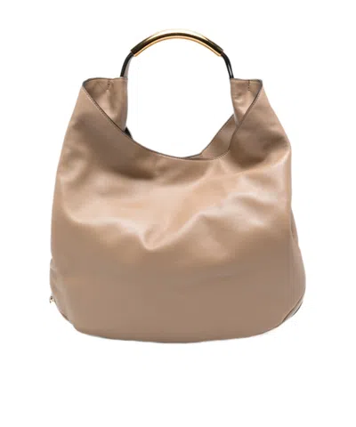 Moschino Handle Me Logo-plaque Tote Bag In Beige