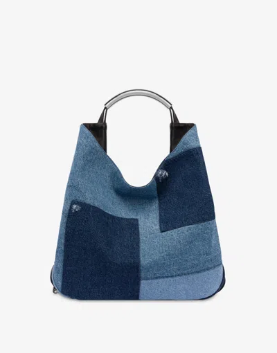 Moschino Handle Me Medium Shoulder Bag In Blue