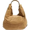 Moschino Handle Me Suede Hobo Bag In Beige